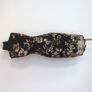 Calvin Klein Black Embroidered Illusion Mesh Sheath Dress